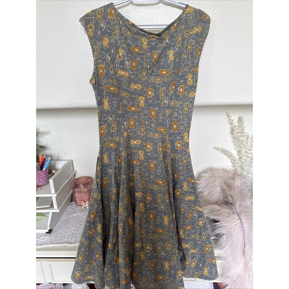 Effies Heart Violin Dress Fit Flare Pin Up Rockabilly Pockets Whimsical Retro M - Picture 5 of 5